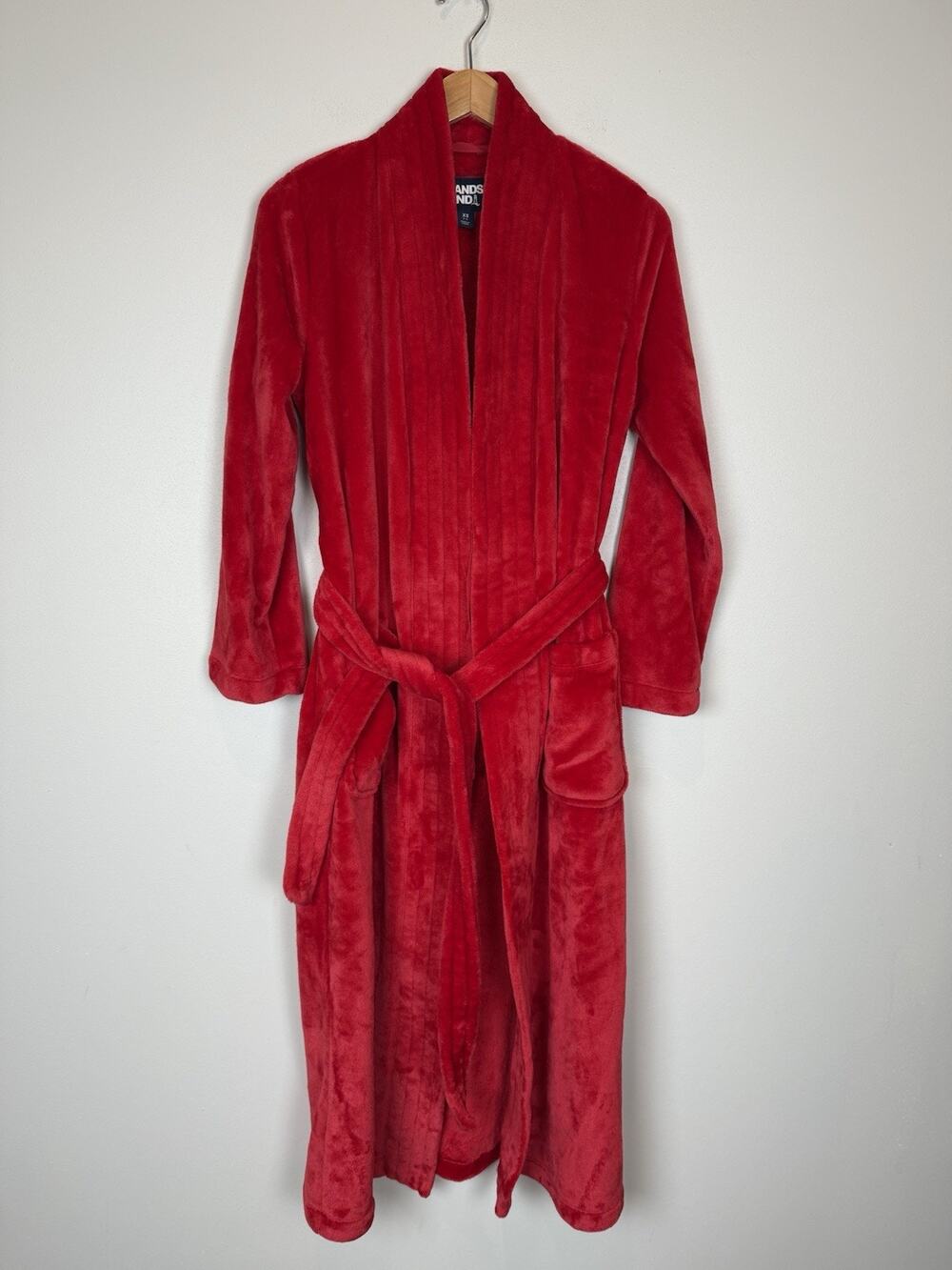 Lands End Robe Red Fleece Belted Pockets Women’s Sz XS 2-4